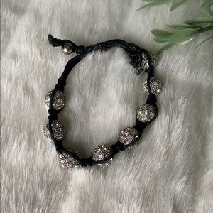 Unisex rhinestone balls with rope bracelet